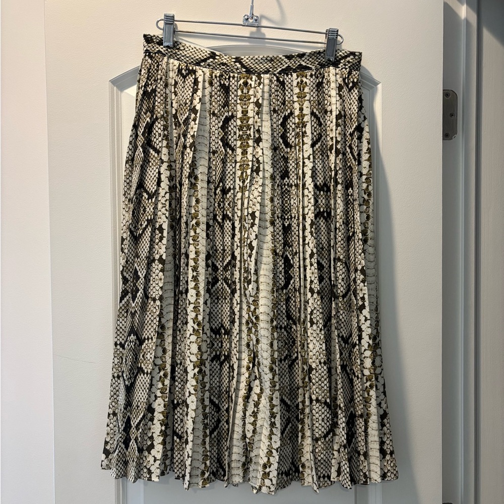 Jcrew Snake Print Pleated Skirt